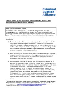 CJA Response Crime reduction policies cover page